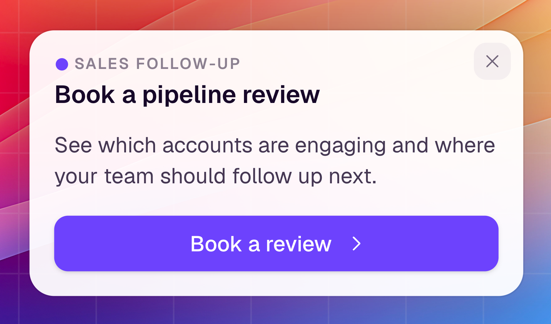Demo booking CTA in HeyStream with the Book a review button